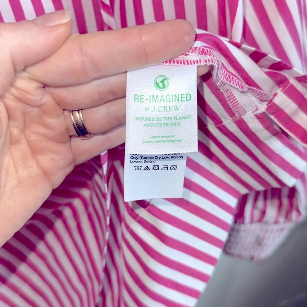 EUC J. Crew Smocked-Cuff Stripe Popover Top - Picture 8 of 8